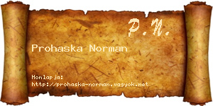 Prohaska Norman névjegykártya